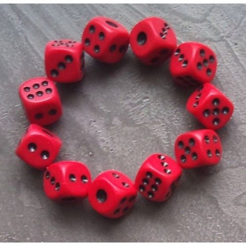 Bracelet Dé Rouge Point Blanc Elastique Pin Up Rockabilly