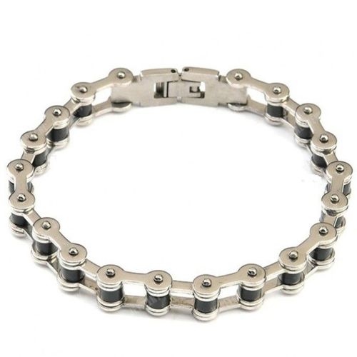 Bracelet Chaine Moto Simple Inox Noir Biker Homme Femme