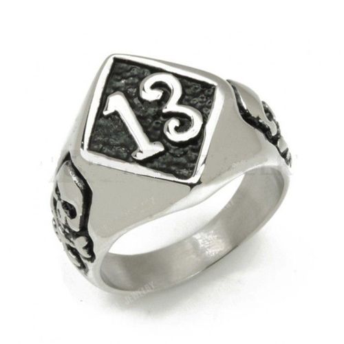 Bague 13 Losange Et Crane Pirate 9us Chevaliere Homme Biker