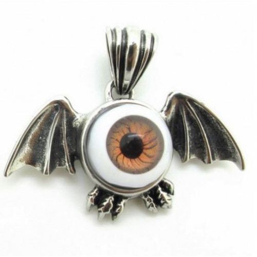 Pendentif Inox Oeil Volant Marron Homme Femme Rockabilly
