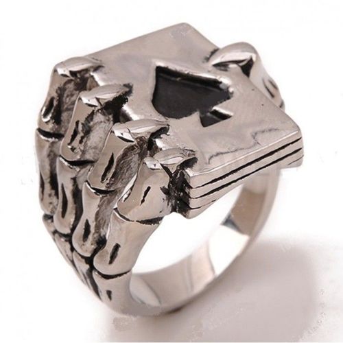 Bague Main Squelette Et As De Pique 9us Chevaliere Homme Biker