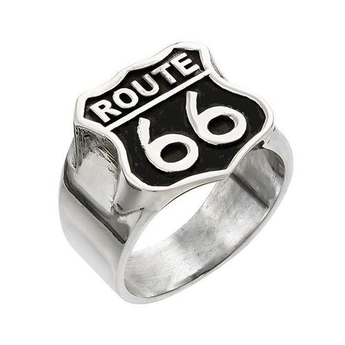 Chevaliere Route 66 Noir 9us Bague Homme Femme Biker Road