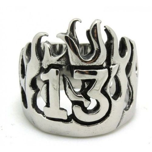 Bague 13 À Flammes 9uschevaliere Homme Biker Rock Roll
