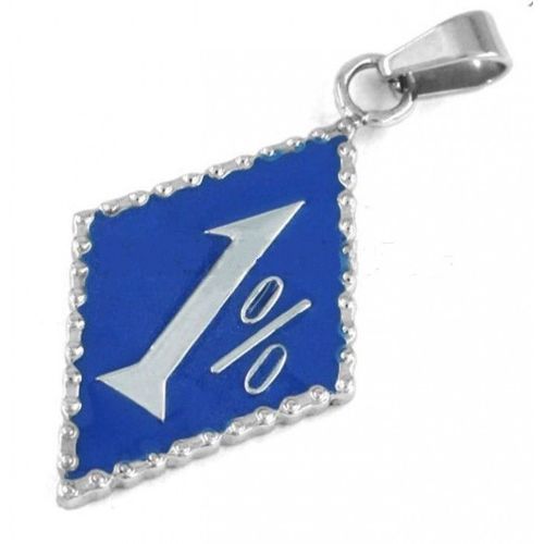 Pendentif Inox 1% Bleu Inox Biker Hells Angel Fan Moto Americaine Usa