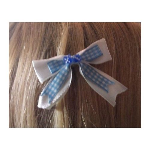 Barrette Cheveux Vichy Bleu Blanc Dé Bleu Pin Up Rockabilly