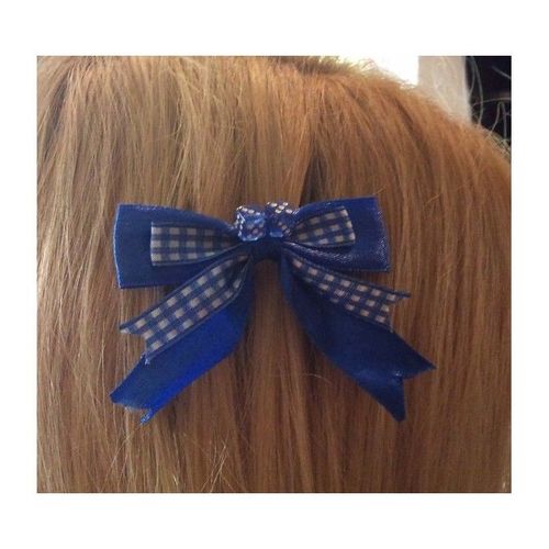 Barrette Cheveux Vichy Bleu Foncé Blanc Dé Bleu Pin Up Rockabilly