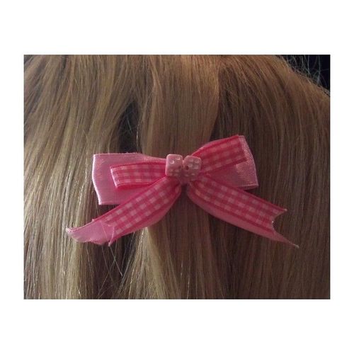 Barrette Cheveux Vichy Rose Blanc Dé Rose Pin Up Rockabilly