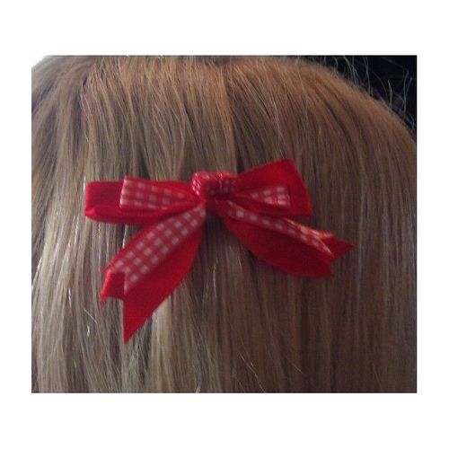 Barrette Cheveux Tissu Vichy Rouge Blanc Dé Pi Up Rockabilly