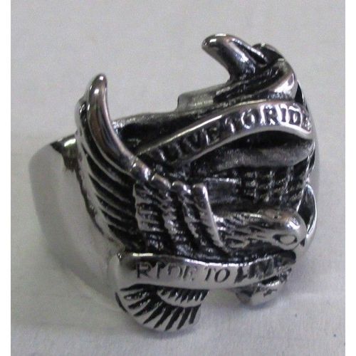 Chevaliere Live To Ride Aigle 10us Inox Bague Homme Biker Motard