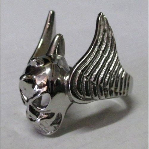 Chevaliere Diable Ailé 11us Inox Bague Homme Biker Rockabilly