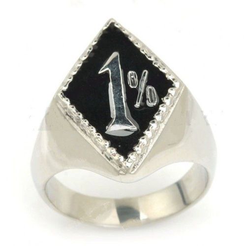 Chevaliere 1% Noir 10us En Inox Hells Angel Bague Biker Homme