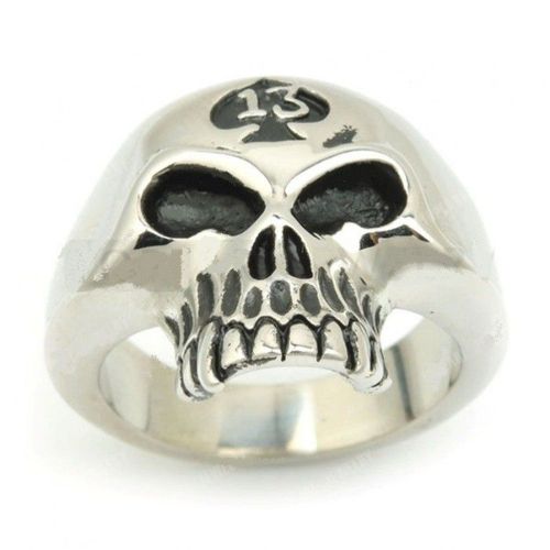 Chevaliere Crane As De Pique 13 11us Bague Homme Biker Tete Mort