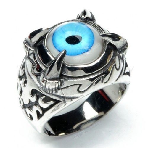 Bague Oeil Bleu Et Griffes 10us Chevaliere Homme Biker Punk Rock