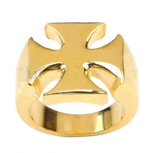 Chevaliere Croix De Malte Doré 11us Bague Homme Biker Motard