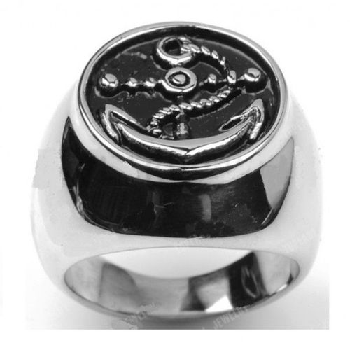 Chevaliere Ancre Marine 10us Bague Homme Femme Rockabilly