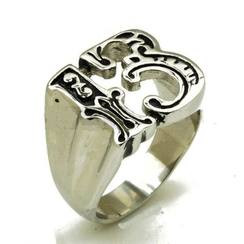Bague Chiffre13 Découpé 12us Inox Chevaliere Homme Rock Roll