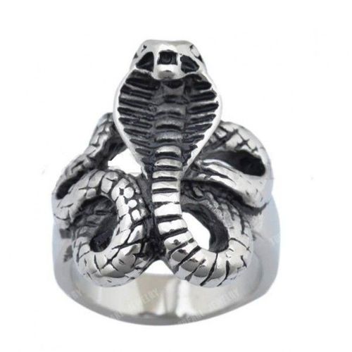 Bague Serpent Cobra 13us Inox Chevaliere Homme Biker Fan