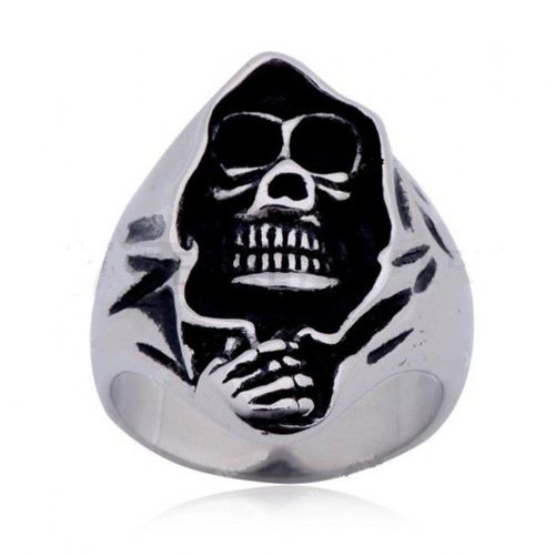 Bague La Mort Sous Une Capuche 10us Crane Chevaliere Homme Inox