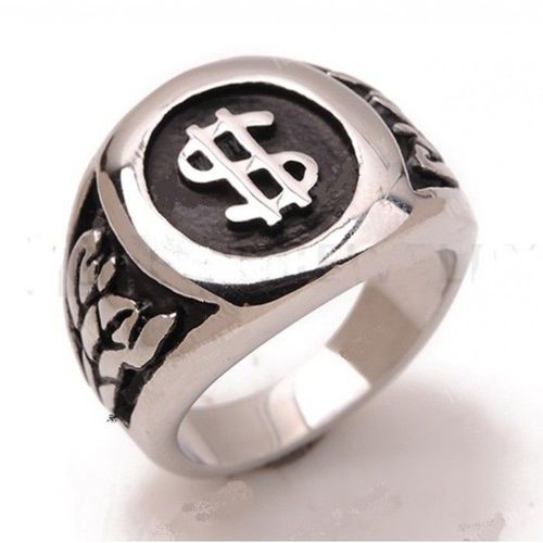 Bague Dollar 12us Inox Chevaliere Homme Femme Rock Roll Biker