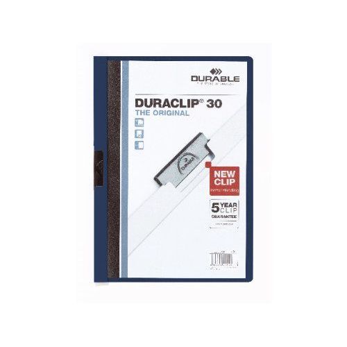 Durable 220028 Duraclip Chemise De Présentation À  Clip Métal A4 3 Mm/30 Feuilles Bleu Nuit Lot De 25