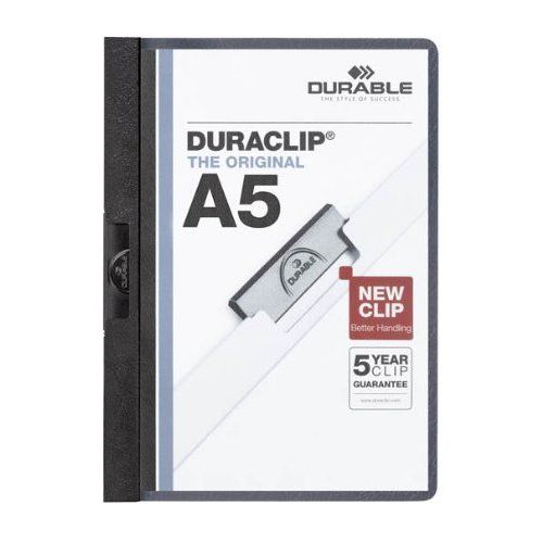 Durable 221701 Duraclip Chemise De Présentation À  Clip Métal A5 3 Mm/30 Feuilles Noir Lot De 25