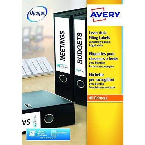 Avery 100 Etiquettes Autocollantes Pour Dos De Classeur - 192x61mm - Impression Laser - Blanc (L4761)