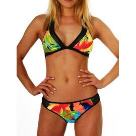 Maillot de Bain Femme 2 pièces Shorty Bikini Noir et Multicolore