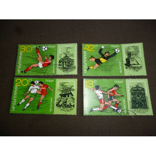 Lot De 4 Timbres Bulgarie:Jo Mexico 86:Football.