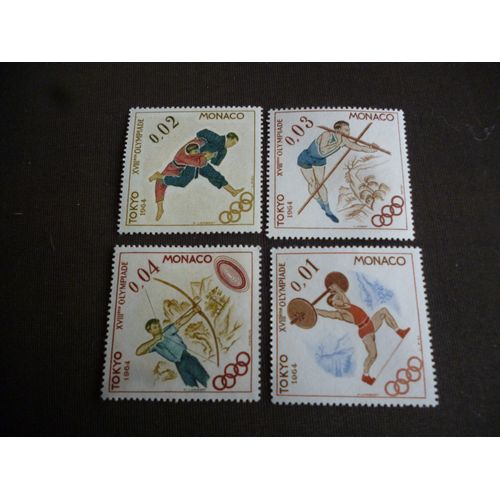 Lot De 4 Timbres:Monaco:18ème Olympiade Tokyo 1964.