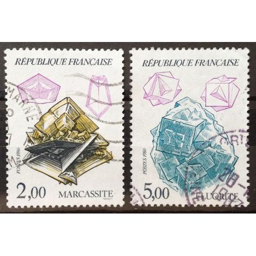 France - Nature De France - Marcassite 2,00 (N° 2429) + Fluorite 5,00 (N° 2432) Obl - Année 1986 - N16392