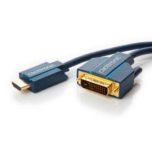 DVI / HDMI câble de raccordement [1x DVI-prise mâle 24+1pol. - 1x HDMI-Stecker] 7.50 m bleue clicktronic
