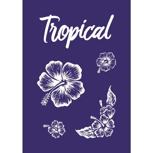 Pochoir Autocollant Sp?Cial Textile A5 Hibiscus + Spatule - Rayher