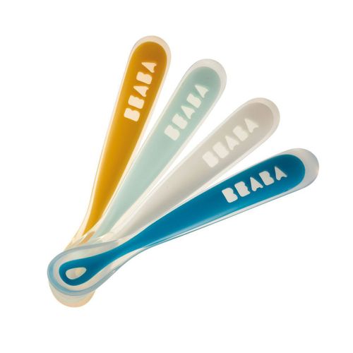 Lot De 4 Cuillères Bébé 1er Repas Soft En Silicone Rainbow (Coloris Assortis) - Beaba