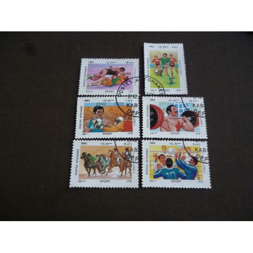 Lot De 6 Timbres Afghanistan 1985:Sports Divers.