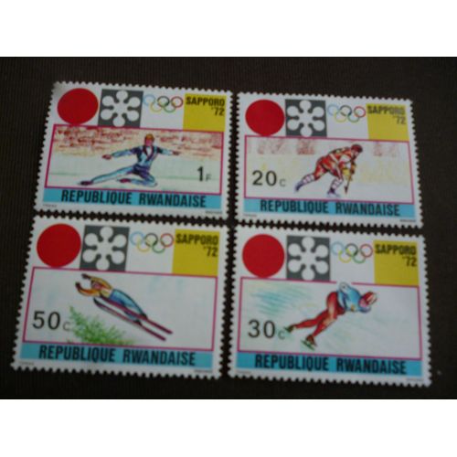 Lot De 4 Timbres Rwanda:Jo Sapporo 1972.