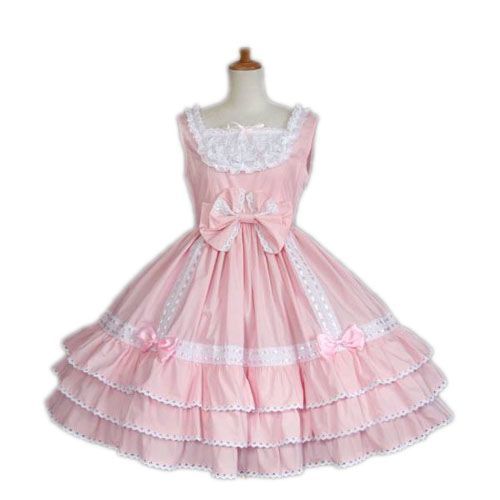 Robe Rose Et Blanche Corsage À Lacets Jupon Bouffant Blanc Soirée Cosplay Costume Déguisement Boutique Black Sugar Lolita Punk Gothique
