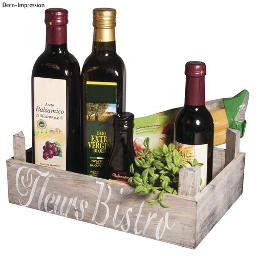 Caisse En Bois Aspect Lattes, Fsc 100%, 28x19x10cm -