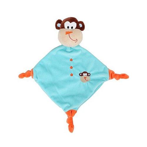 Doudou Plat Losange Singe Bleu Orange Beige Marron Kiokids 