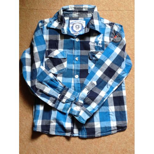 Chemise Color & Duty Style Cow Boy Coton 5 /6 Ans Bleu À Carreaux Manche Longue