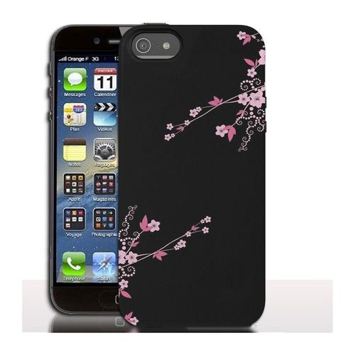 Coque Antichocs Iphone 5 Fleurs Rose Et Noire