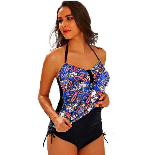 Maillot De Bain Femme - Tankini 2 Pièces Culotte Taille Haute