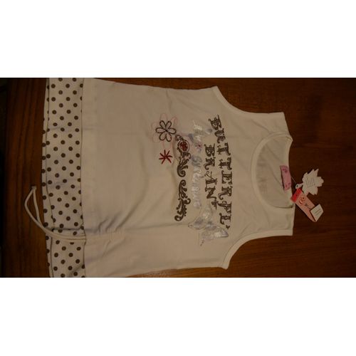 Débardeur Yilisse 10 Ans Blanc Cassé Papillon Neuf