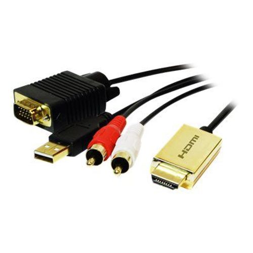 LogiLink - Câble vidéo/audio - HDMI mâle pour 15 pin D-Sub (DB-15), RCA x 2 mâle - 2 m