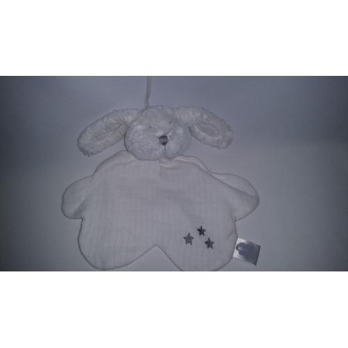 Doudou Plat Lapin Absorba Coton Lange Blanc Gris Argent Étoile Naissance Peluche Éveil Enfant   Comfort Blanket Comforter Soft Toys 