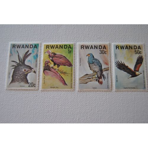 Timbres Rwanda Collection Rapaces (4timbres) 1977