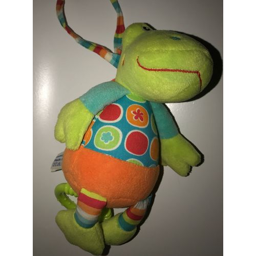 Doudou Musical Crocodile Vert Bleu Orange Baby Sun Peluche Dinosaure Boite À Musique Babysun 