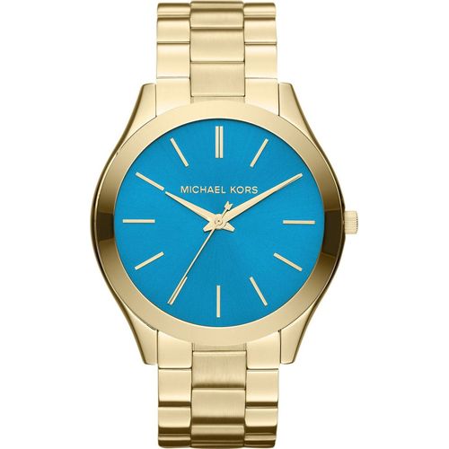 Montre Femme Michael Kors Runway Mk3265 Bracelet Or Et Cadran Bleu