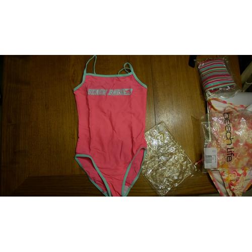 Maillot De Bain Inconnu 1 Pièce Nylon 7 Ans Rose Fluo 