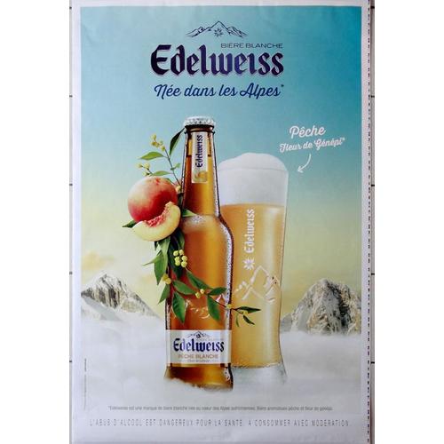 Affiche Publicitaire "Bière Edelweiss - Pêche" : Grand Format 175x120 Cm
