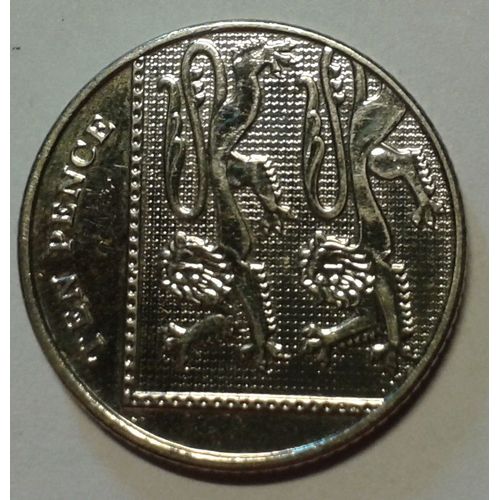 Pièce 10 Pence Elizabeth Ii 4e Effigie Type Blason Acier Plaqué Nickel 2014